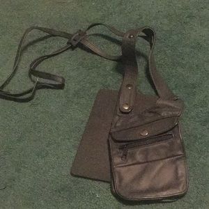 Leather Two shoulder strap travel pouch